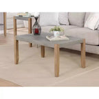 Tavolino da caffè Davenport 36" in finto cemento e legno con 2 tavolini quadrati, color ambra chiaro - Alaterre Furniture: set rustico industriale da 3 pezzi