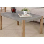 Tavolino da caffè Davenport 36" in finto cemento e legno con 2 tavolini quadrati, color ambra chiaro - Alaterre Furniture: set rustico industriale da 3 pezzi