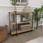 Contemporary Metal Console Table - Olivia & May: Fixed Shelf, Wood Top, No Assembly Required
