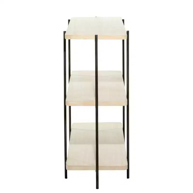 Contemporary Metal Console Table - Olivia & May: Fixed Shelf, Wood Top, No Assembly Required