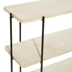 Contemporary Metal Console Table - Olivia & May: Fixed Shelf, Wood Top, No Assembly Required