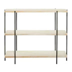 Contemporary Metal Console Table - Olivia & May: Fixed Shelf, Wood Top, No Assembly Required