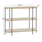 Contemporary Metal Console Table - Olivia & May: Fixed Shelf, Wood Top, No Assembly Required