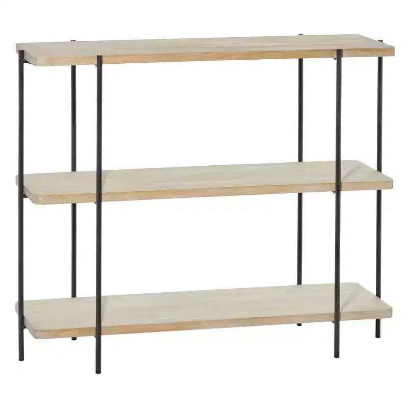 Contemporary Metal Console Table - Olivia & May: Fixed Shelf, Wood Top, No Assembly Required