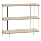 Contemporary Metal Console Table - Olivia & May: Fixed Shelf, Wood Top, No Assembly Required