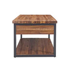 Claremont Rustic Wood Coffee Table with Low Shelf Dark Brown - Alaterre Furniture: Acacia Top, Steel Hardware, Storage Shelf