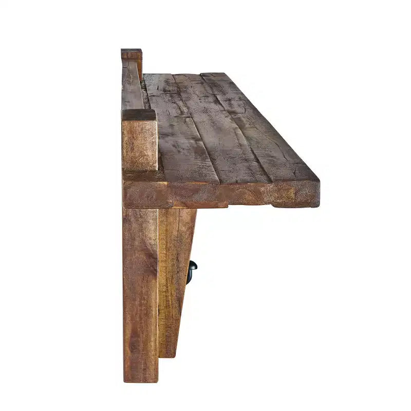 Durango Set Mensola Appendiabiti in Legno Industriale e Panca Marrone Scuro - Alaterre: Appendiabiti Rustico da Ingresso, Contenitore per Ingresso