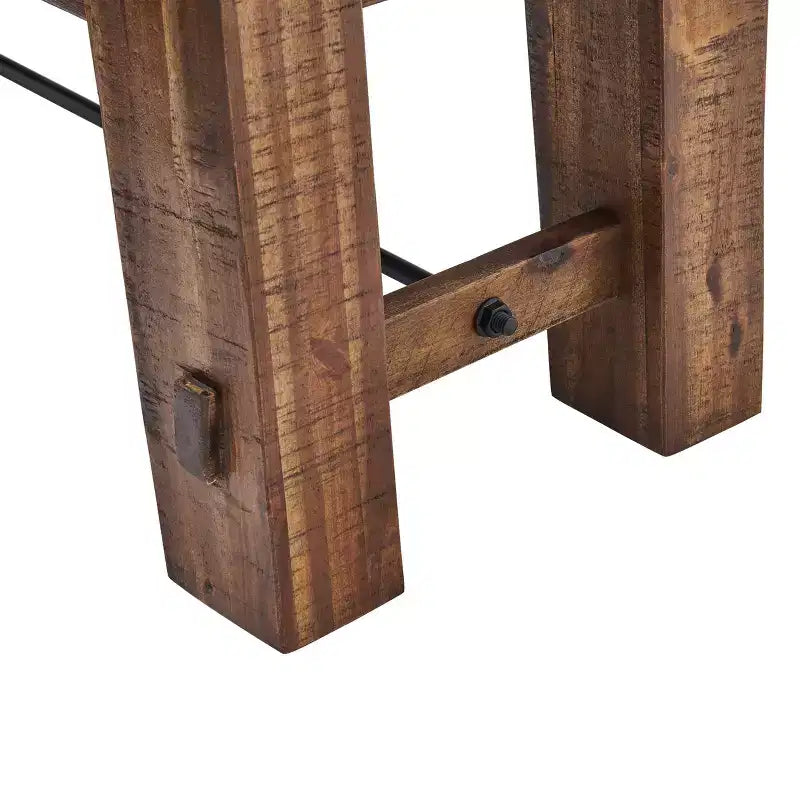 Durango Set Mensola Appendiabiti in Legno Industriale e Panca Marrone Scuro - Alaterre: Appendiabiti Rustico da Ingresso, Contenitore per Ingresso