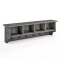 48" Pomona Metal and Wood Entryway Coat Hook with Storage Cubbies Slate Gray - Alaterre Furniture