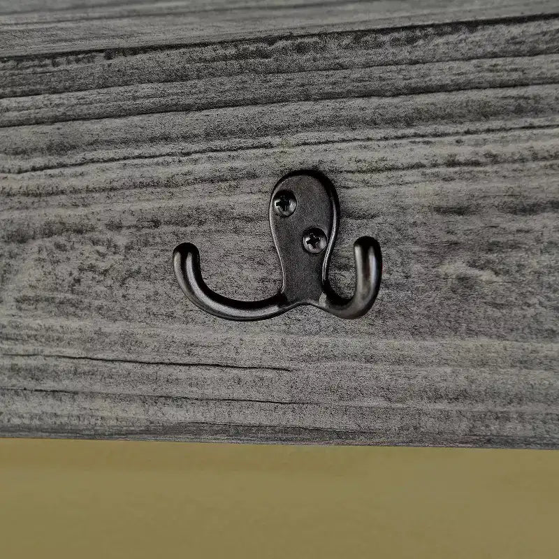 48" Pomona Metal and Wood Entryway Coat Hook with Storage Cubbies Slate Gray - Alaterre Furniture