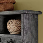 48" Pomona Metal and Wood Entryway Coat Hook with Storage Cubbies Slate Gray - Alaterre Furniture