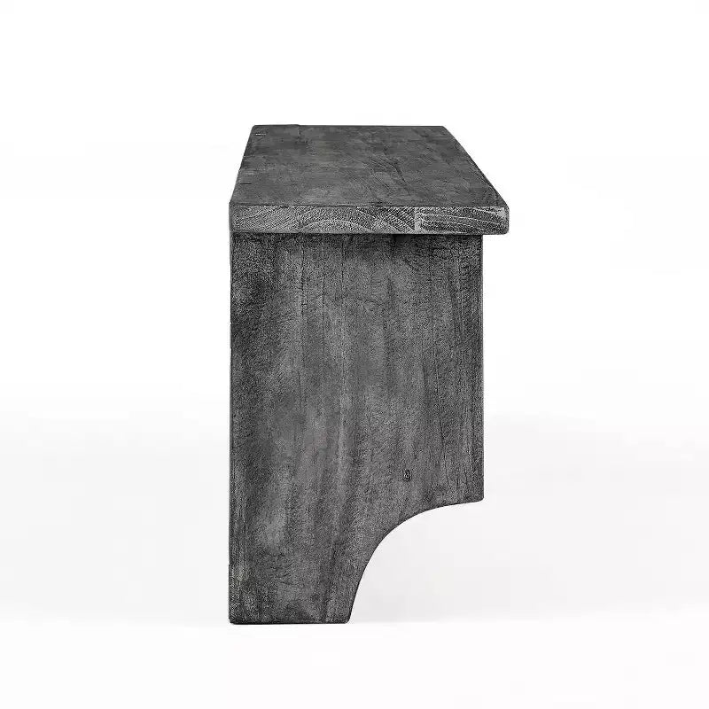 48" Pomona Metal and Wood Entryway Coat Hook with Storage Cubbies Slate Gray - Alaterre Furniture