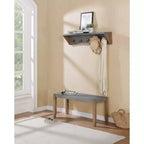 Alaterre Furniture 40" Davenport Coat Hook with Shelf Light Amber: Modern Tiered Wall Mounted Rack, 5 Hooks, Wood Frame