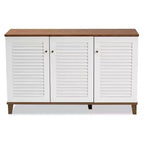Coolidge 8 Ripiani Mobile Scarpiera in Legno Bianco/Noce - Baxton Studio