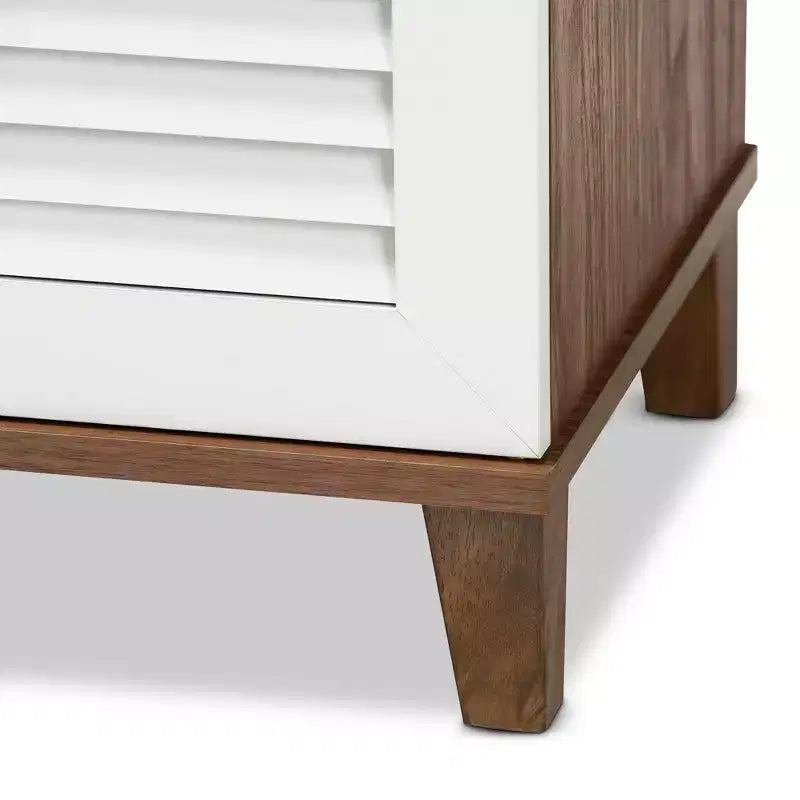 Coolidge 8 Ripiani Mobile Scarpiera in Legno Bianco/Noce - Baxton Studio