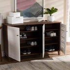Coolidge 8 Ripiani Mobile Scarpiera in Legno Bianco/Noce - Baxton Studio