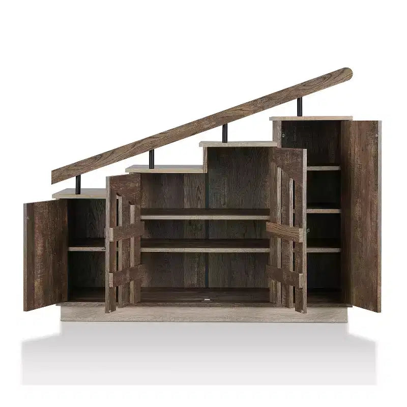 Kelville Shoe Storage Cabinet Reclaimed Oak - miBasics: Metal Frame, Adjustable Shelves, Holds 12 Pairs