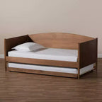 Divano letto singolo Veles con letto estraibile color noce frassino - Baxton Studio: Design di metà secolo, struttura in legno di gomma