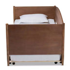 Divano letto singolo Veles con letto estraibile color noce frassino - Baxton Studio: Design di metà secolo, struttura in legno di gomma
