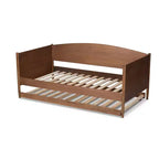 Divano letto singolo Veles con letto estraibile color noce frassino - Baxton Studio: Design di metà secolo, struttura in legno di gomma