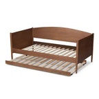 Divano letto singolo Veles con letto estraibile color noce frassino - Baxton Studio: Design di metà secolo, struttura in legno di gomma