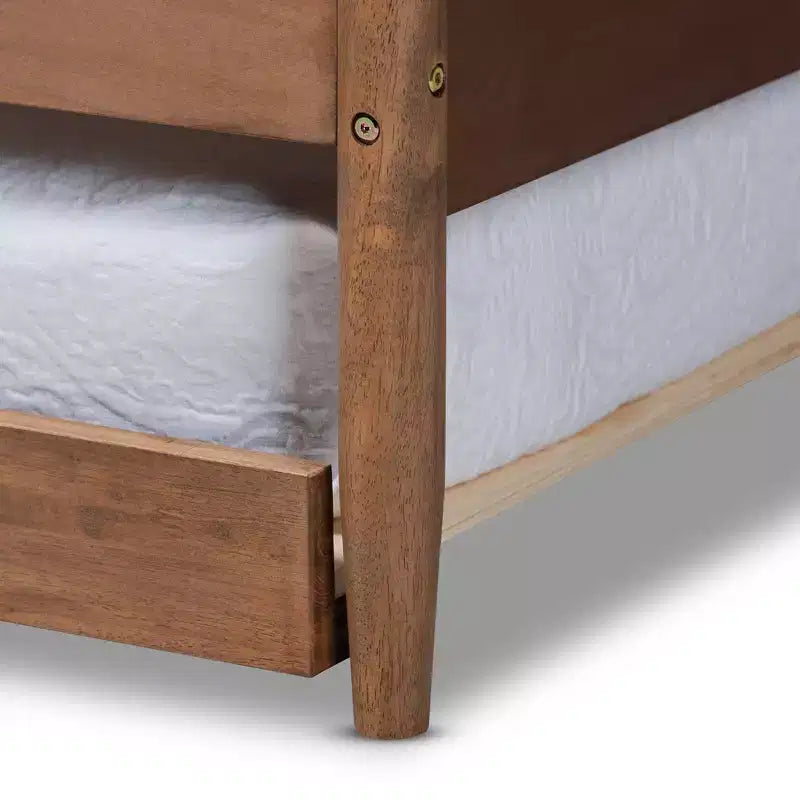 Divano letto singolo Veles con letto estraibile color noce frassino - Baxton Studio: Design di metà secolo, struttura in legno di gomma