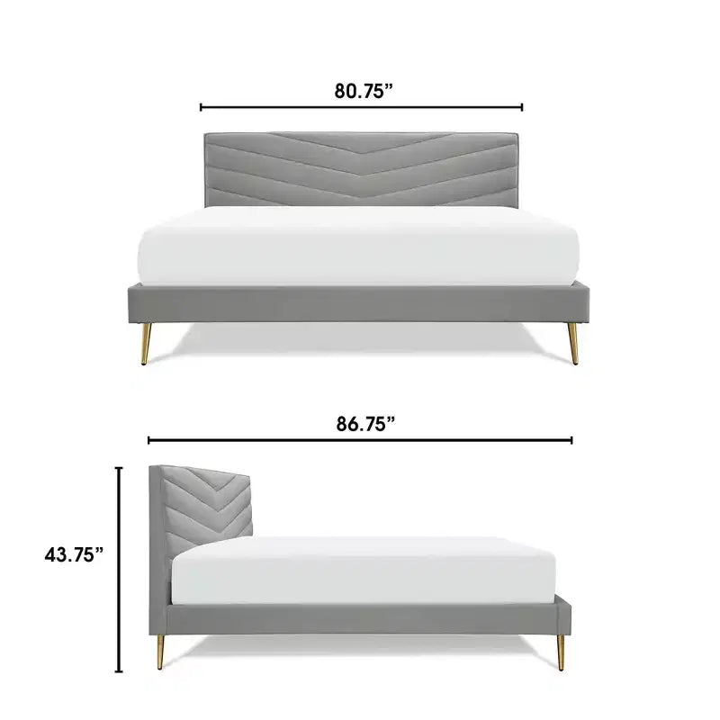 Letto imbottito con piattaforma King Sidney grigio - Adore Decor