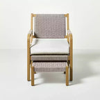 Wood & Rope Outdoor Patio Chair & Ottoman - Hearth & Hand™ with Magnolia: Weather-Resistant, Farmhouse Style