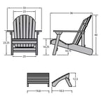 Sedia Adirondack pieghevole e reclinabile Hamilton con poggiapiedi Adirondack pieghevole - Highwood