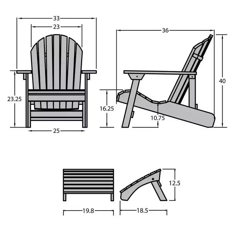 Sedia Adirondack pieghevole e reclinabile Hamilton con poggiapiedi Adirondack pieghevole - Highwood