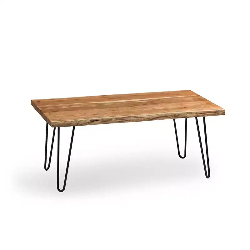 Tavolino da caffè Alaterre Furniture Hairpin in legno con bordo naturale marrone e metallo