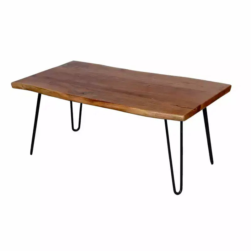 Tavolino da caffè Alaterre Furniture Hairpin in legno con bordo naturale marrone e metallo