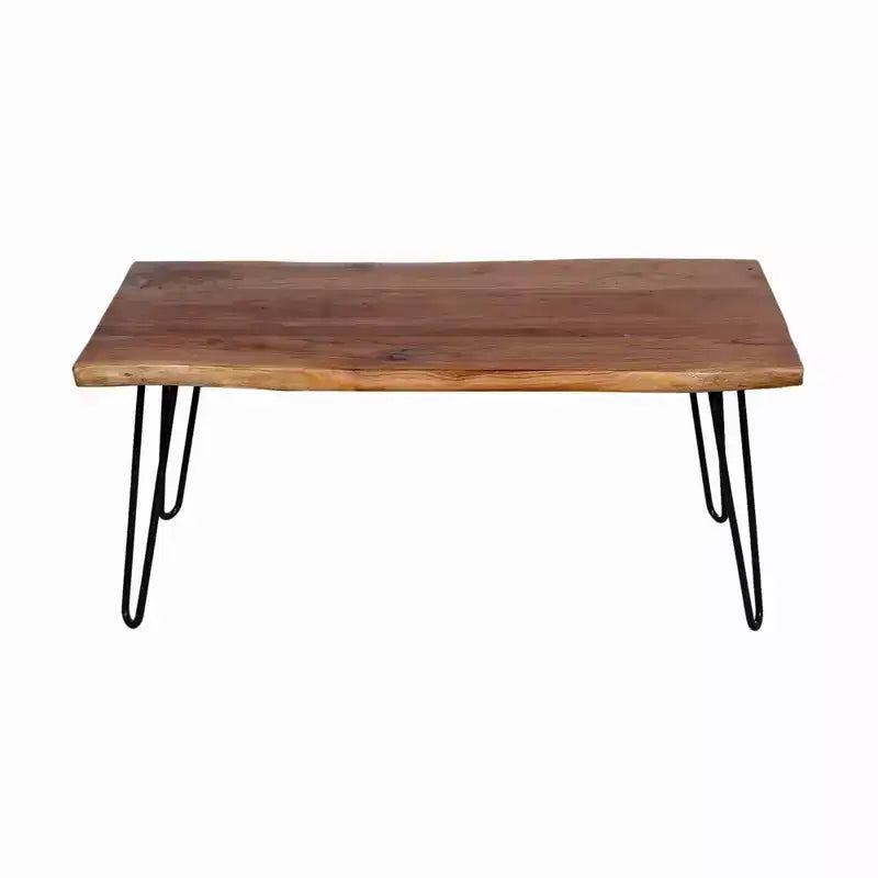 Tavolino da caffè Alaterre Furniture Hairpin in legno con bordo naturale marrone e metallo
