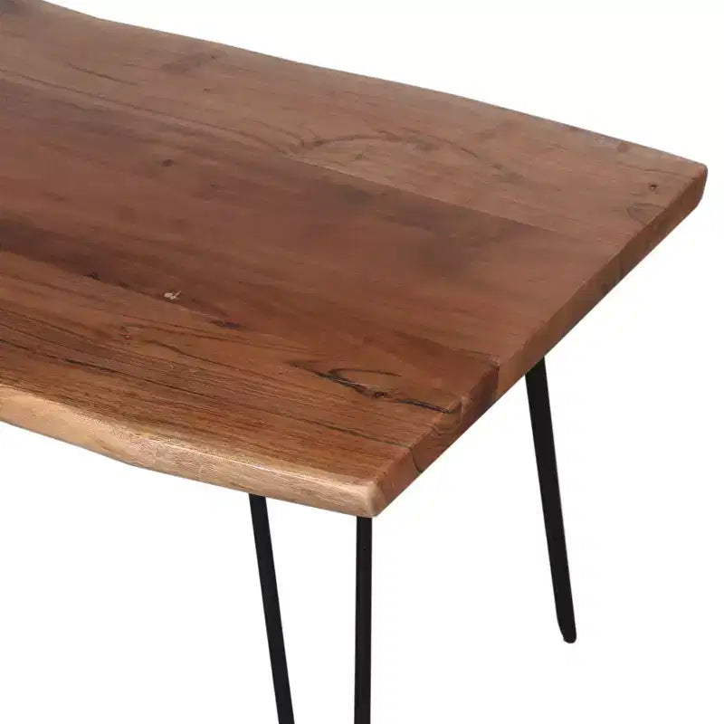 Tavolino da caffè Alaterre Furniture Hairpin in legno con bordo naturale marrone e metallo