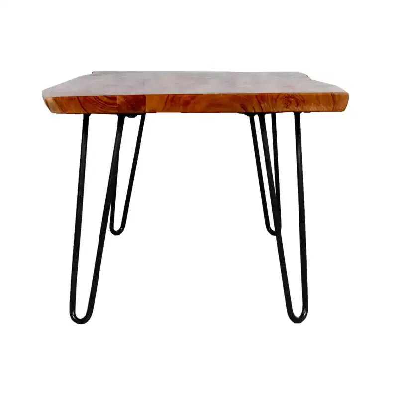Tavolino da caffè Alaterre Furniture Hairpin in legno con bordo naturale marrone e metallo