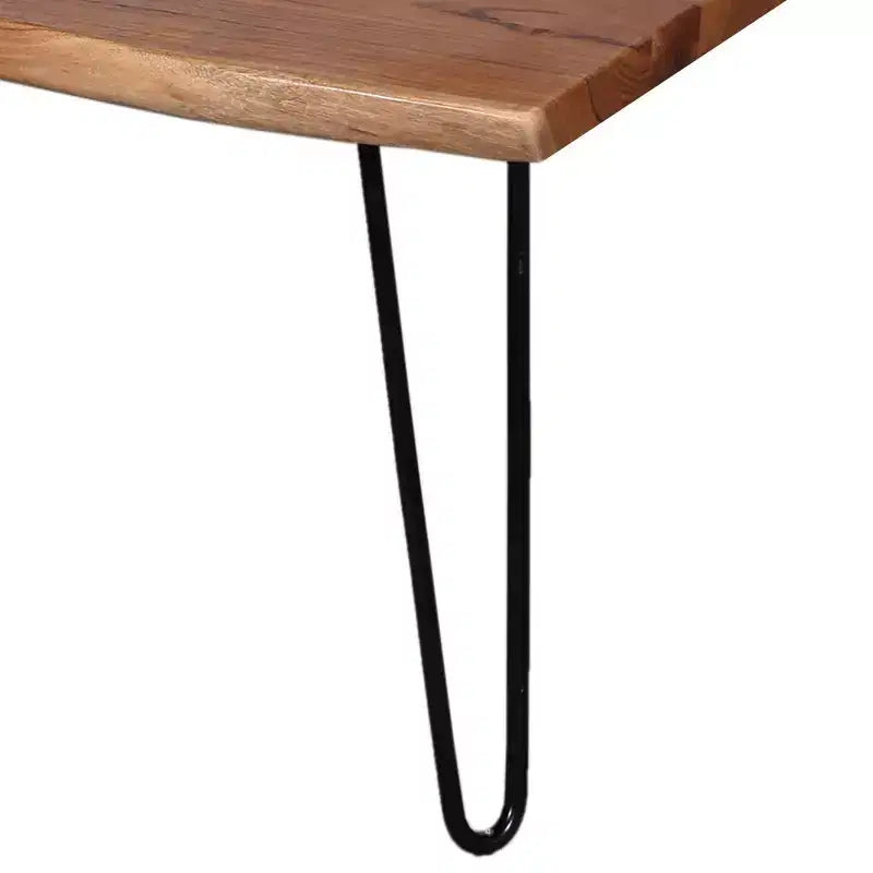 Tavolino da caffè Alaterre Furniture Hairpin in legno con bordo naturale marrone e metallo