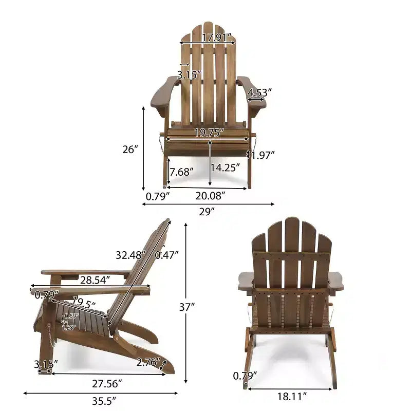 Hollywood Acacia Wood Foldable Patio Adirondack Chair - Christopher Knight Home