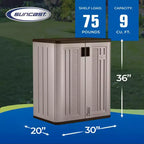 Suncast 9 Cu Ft Base Storage Cabinet with Shelves, Platinum Metallic/Slate