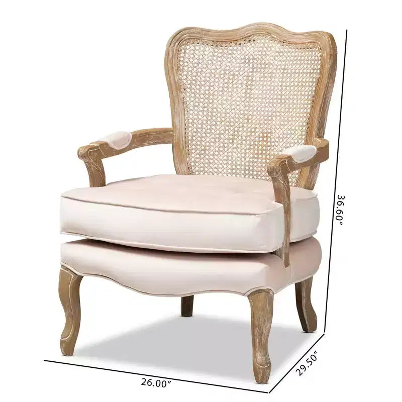 Vallea Traditional Velvet Wood Armchair - Baxton Studio
