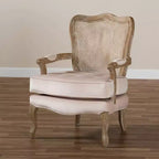 Vallea Traditional Velvet Wood Armchair - Baxton Studio