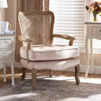Vallea Traditional Velvet Wood Armchair - Baxton Studio