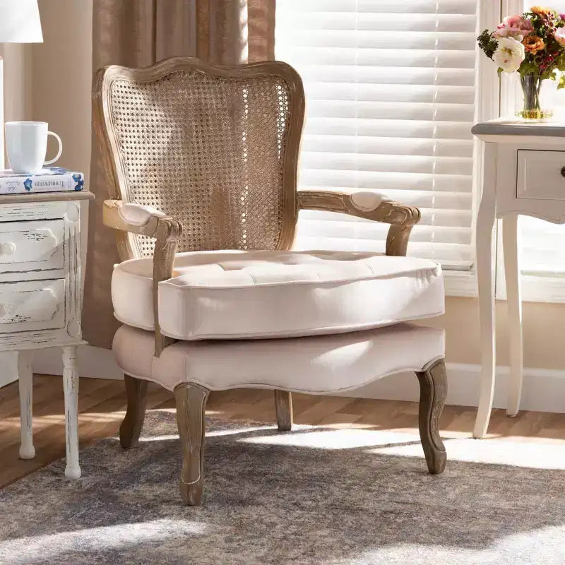 Vallea Traditional Velvet Wood Armchair - Baxton Studio