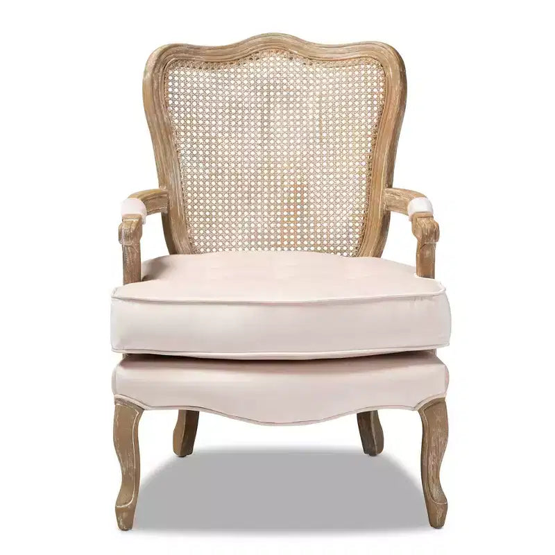 Vallea Traditional Velvet Wood Armchair - Baxton Studio