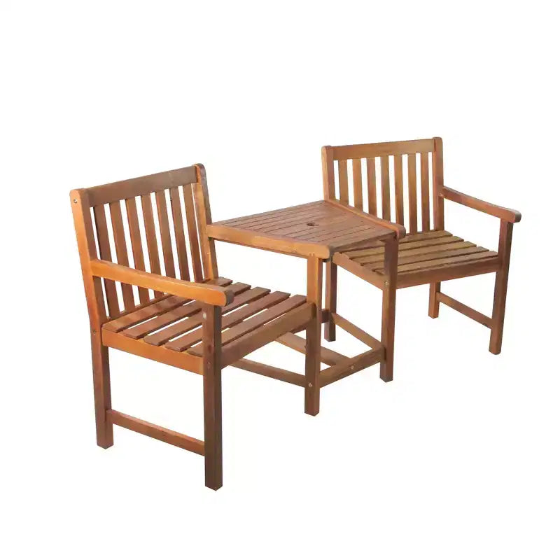 Northlight 70 Sedia Jack and Jill con tavolo in acacia Set da esterno per patio - Marrone