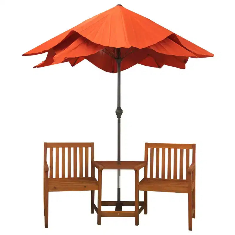 Northlight 70 Sedia Jack and Jill con tavolo in acacia Set da esterno per patio - Marrone