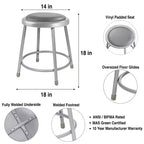 Sgabello da bar in acciaio con imbottitura in vinile resistente, confezione da 2 pezzi, grigio - Hampden Furnishings