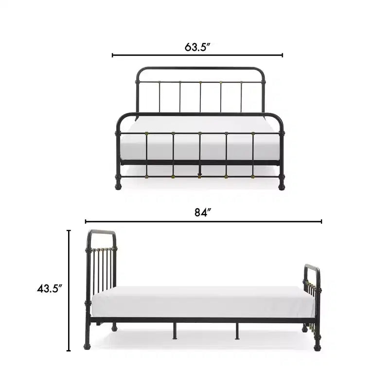 Renaud Parisian Metal Bed Black/Brass - Adore Dcor