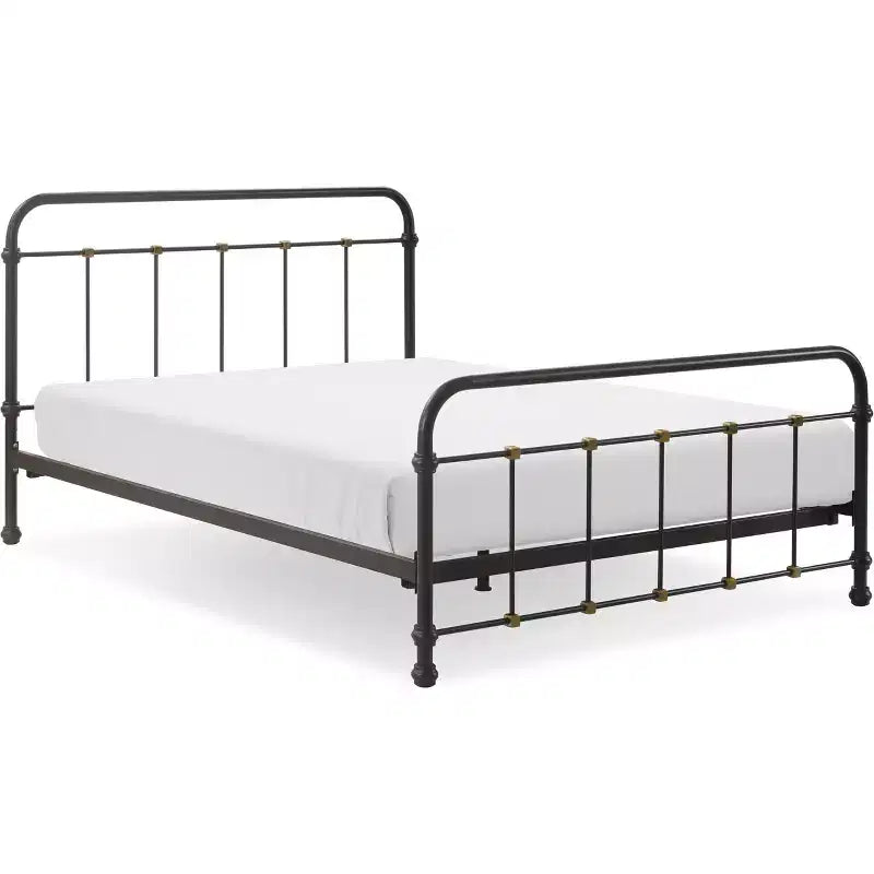 Renaud Parisian Metal Bed Black/Brass - Adore Dcor