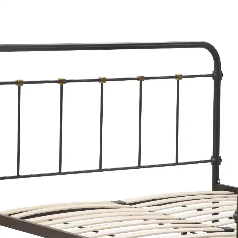 Renaud Parisian Metal Bed Black/Brass - Adore Dcor