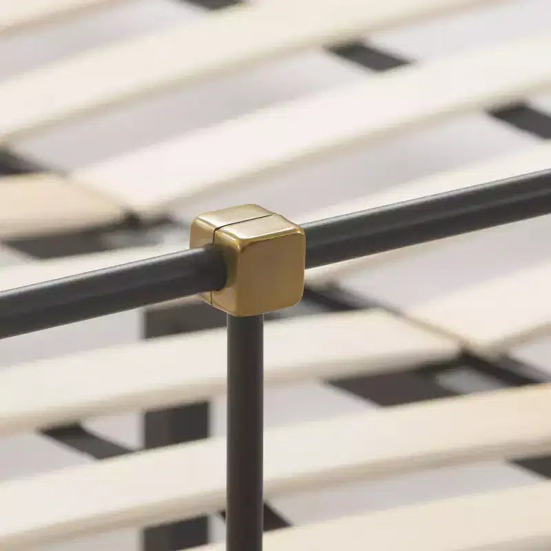 Renaud Parisian Metal Bed Black/Brass - Adore Dcor